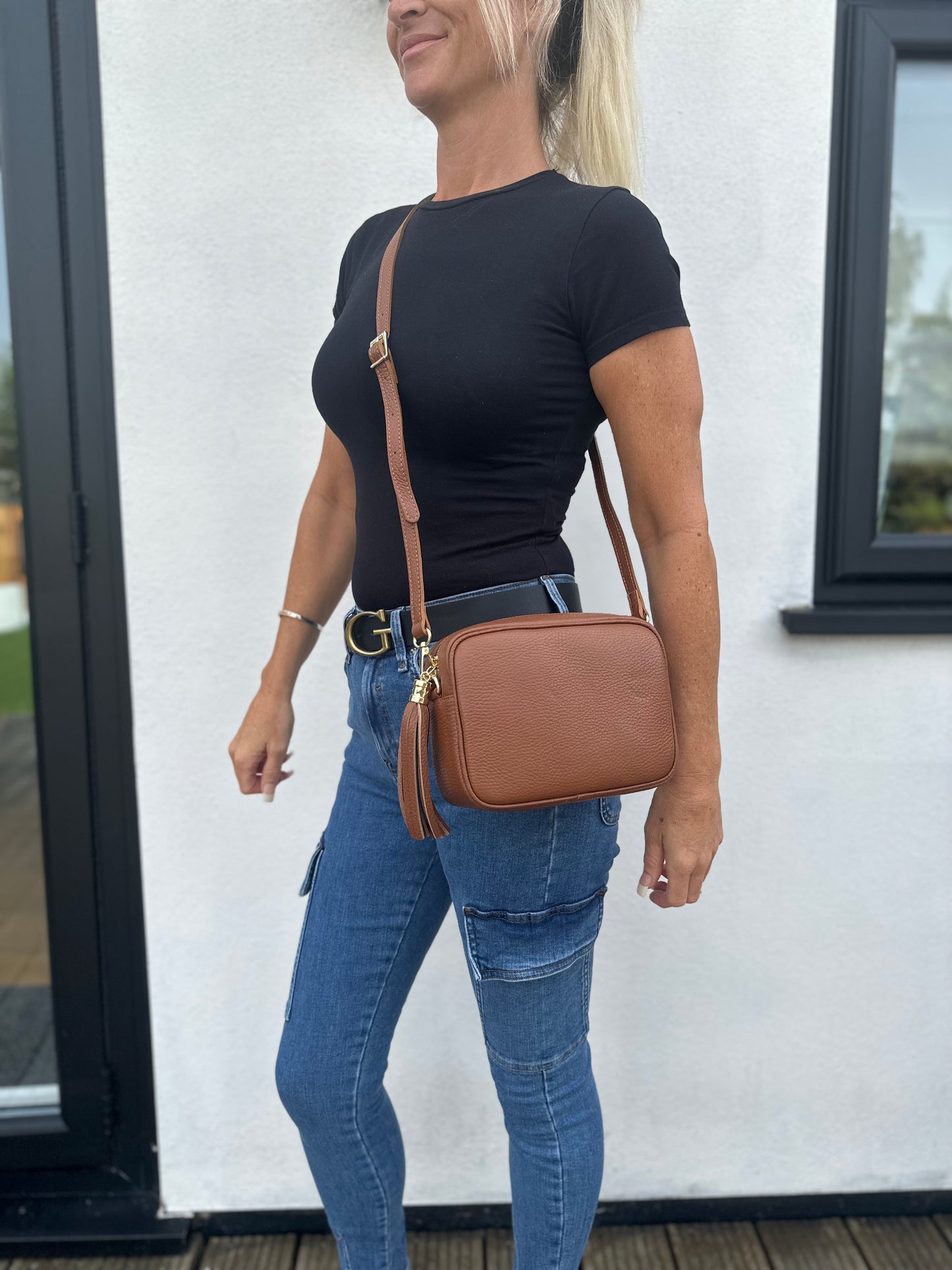 Belle Leather Crossbody Camera Bag